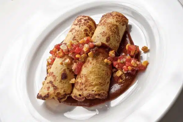 Chicken Mole in Sweet Corn Crepes
