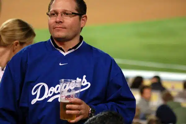 To be a Dodgers' fan,beer,uniform and cheer it loud!