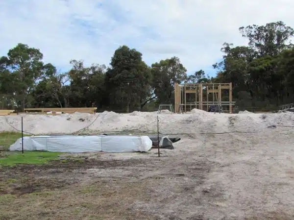 First Frame Walls Go Up - Strawbale House Build in Redmond Western Australia