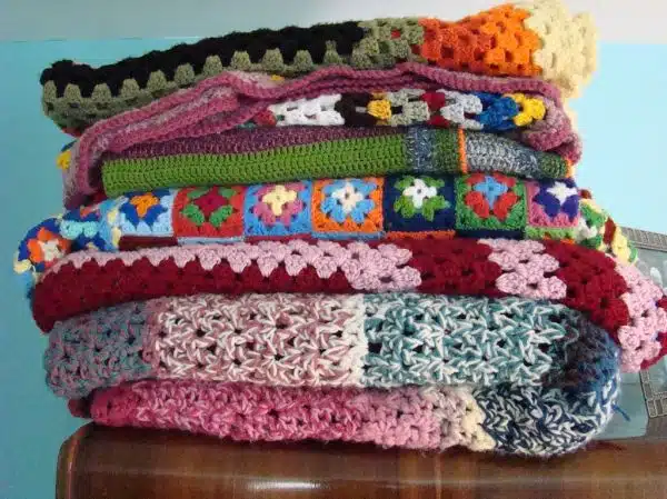 Thrift store crocheted blankets