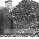 John Kivits carries on a craft that has been in his family for generations.......cutting peat. 1980 Chat Moss