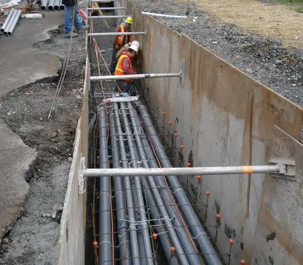 Electrical Line Relocation Project - Installing conduit