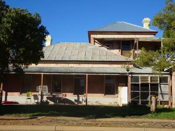 Peterborough South Australia. Old 19th century house built in the days of Petersburg. With a later two storey addition. Now in disrepair.