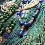Fashion Jewelry Designer ~ Starlite Jewelry Designs ~ Vintage Jewelry ~ Lapis Pearls and Jade Necklace and Earrings with Vintage Filigree Accents