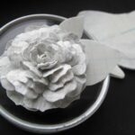 hand cut paper rose emboss resist with paint