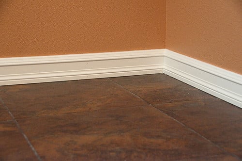 Laundry room remodel baseboard detail