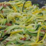 Stir-Fried Zucchini Noodle with Bacon and Parmesan