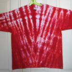 V-fold shibori t-shirt, red/white