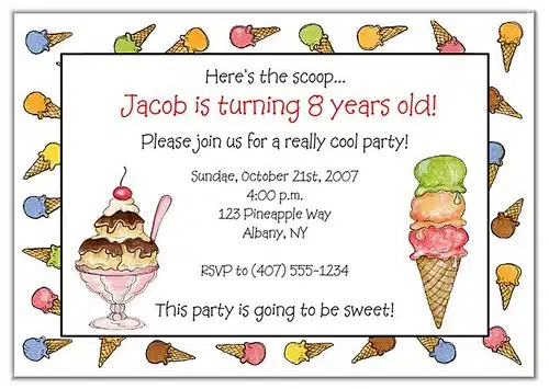 Ice Cream Party Invitations