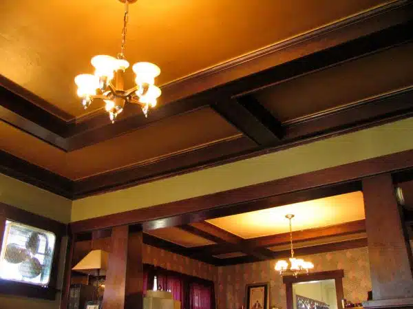 Ceiling beams and light fixtures