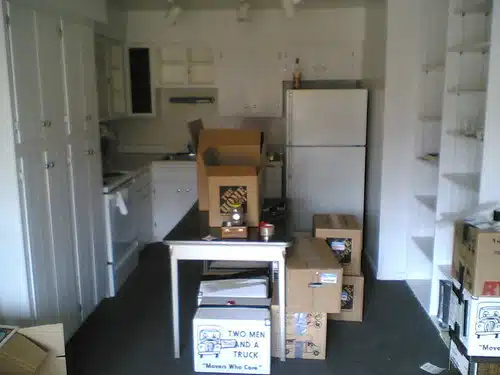 kitchen in mid-packing